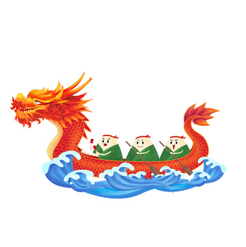 国潮红色端午龙舟