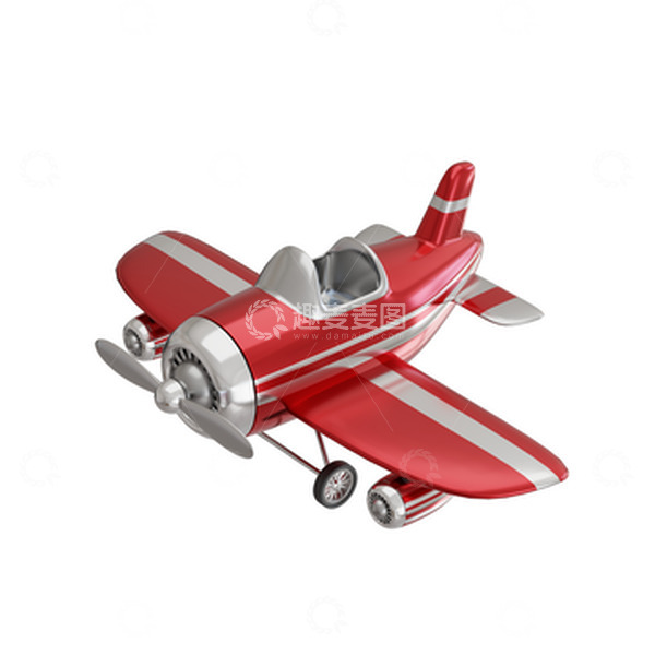 源文件下载【趣麦麦图】-3D立体卡通红色小飞机模型