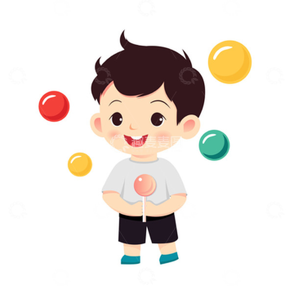 源文件下载【趣麦麦图】儿童节小孩糖果棒棒糖小男孩欢乐