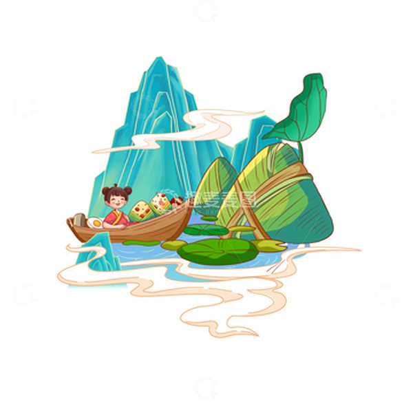 源文件下载【趣麦麦图】国潮端午粽子手绘图