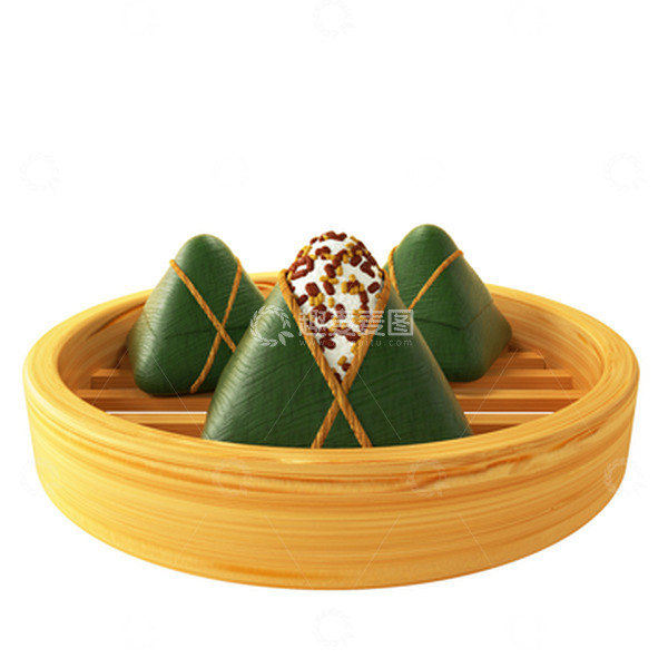 源文件下载【趣麦麦图】3D立体仿真端午节笼屉粽子