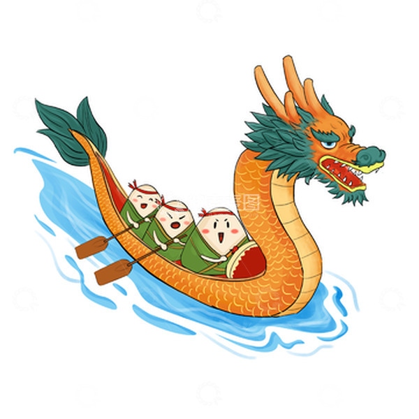 源文件下载【趣麦麦图】端午划龙舟赛龙舟手绘图