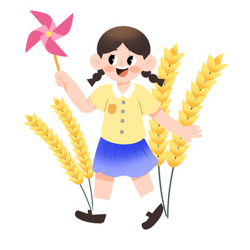 芒种女孩麦田放风筝