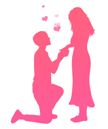 手绘情侣浪漫求婚剪影海报装饰元素