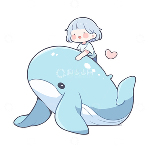 源文件下载【趣麦麦图】-骑着鲸鱼的小女孩