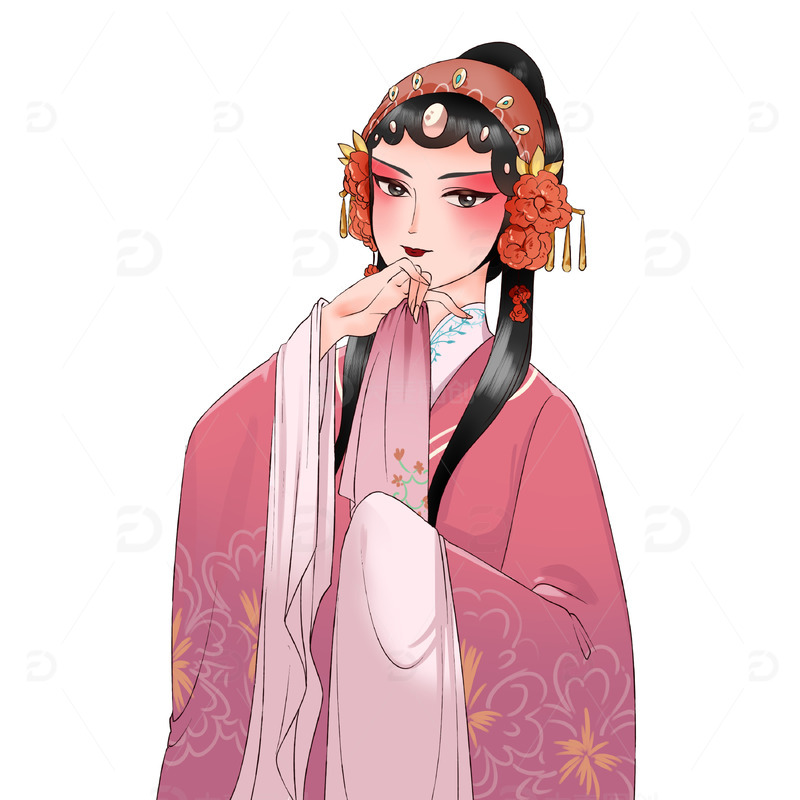 源文件下载【趣麦麦图】戏曲粉红色衣服古装美女