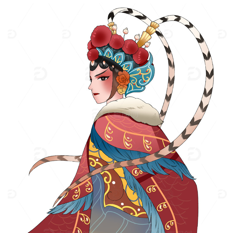 源文件下载【趣麦麦图】戏曲人物红色衣服古装美女