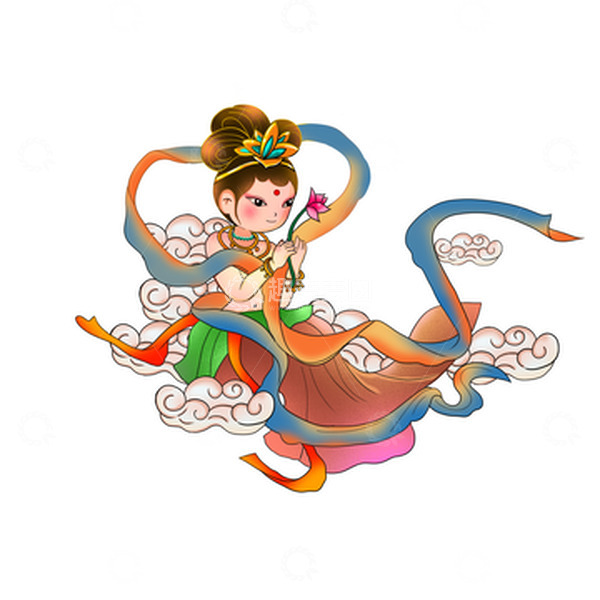源文件下载【趣麦麦图】手绘敦煌古典舞者卡通人物