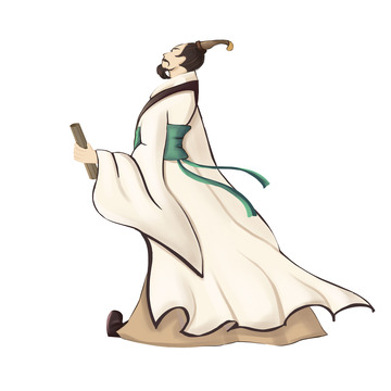 手绘传统节日端午人物屈原