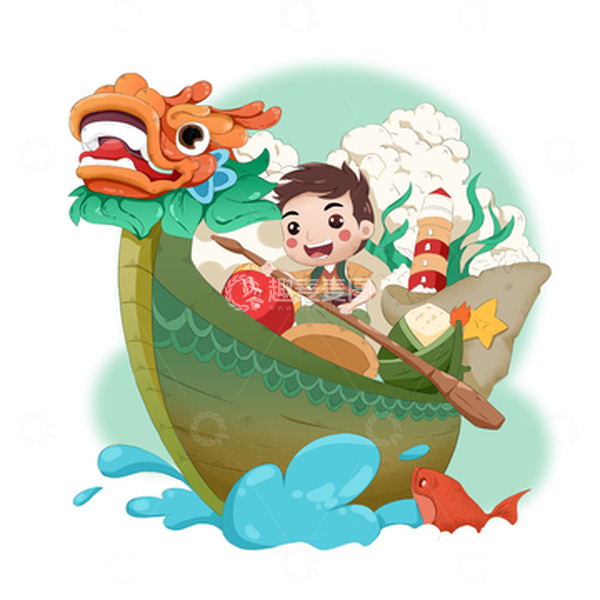 源文件下载【趣麦麦图】端午节赛龙舟吃粽子