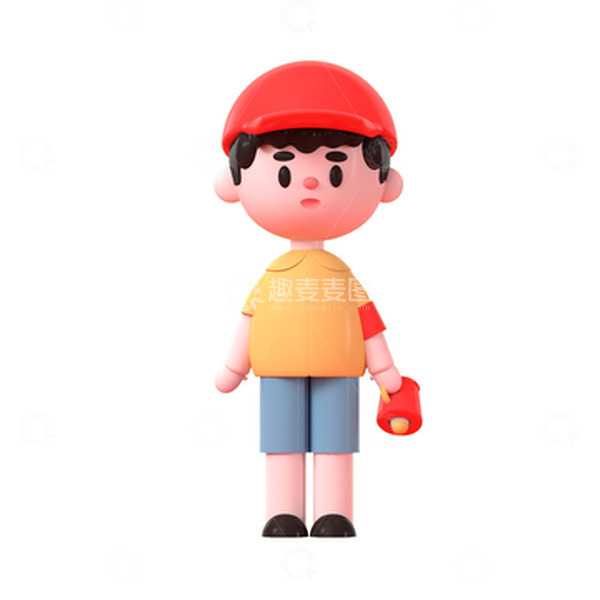 源文件下载【趣麦麦图】C4D志愿者男孩