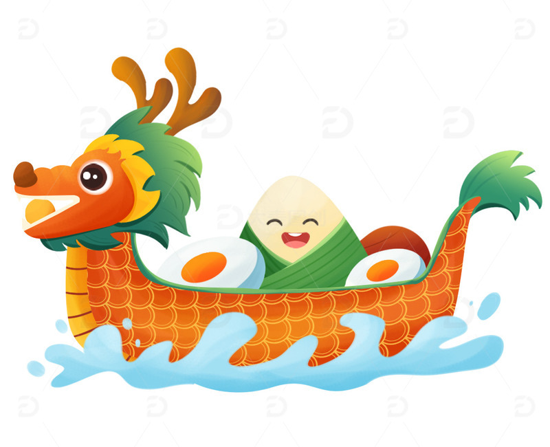 端午节划龙舟的粽子元素