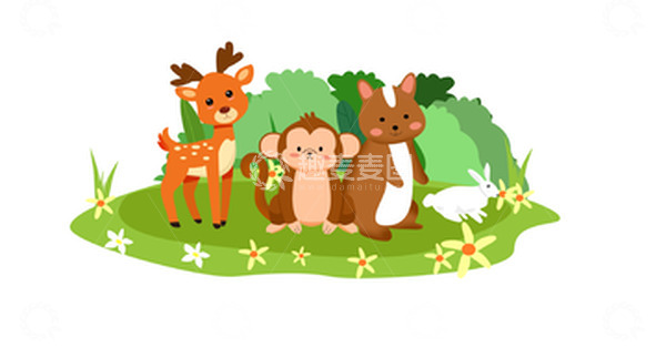 源文件下载【趣麦麦图】快乐森林可爱动物小鹿小熊小鹿