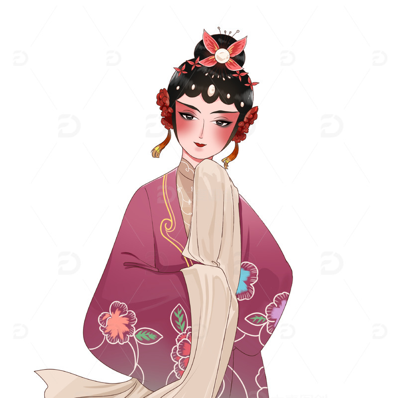 源文件下载【趣麦麦图】戏曲人物戴花冠古装美女
