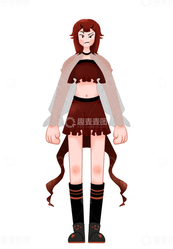 源文件下载【趣麦麦图】怪诞万圣女孩