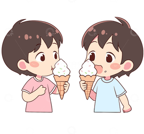 源文件下载【趣麦麦图】-小朋友从冰淇淋组合素材
