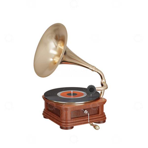 源文件下载【趣麦麦图】复古留声机黑胶古典音乐留音机模型