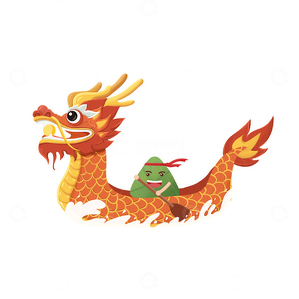 源文件下载【趣麦麦图】端午手绘国潮粽子划龙舟