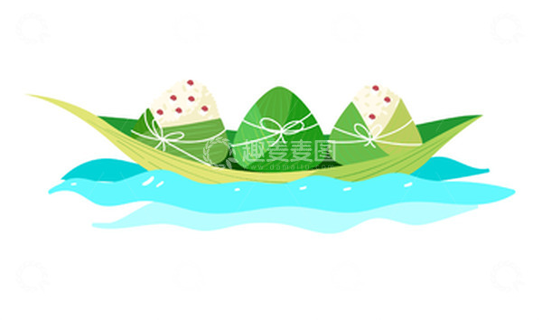 源文件下载【趣麦麦图】国潮端午节粽子粽叶插画元素