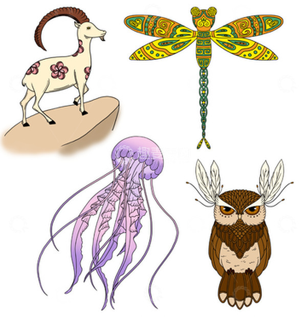 源文件下载【趣麦麦图】-线稿上色古风动物