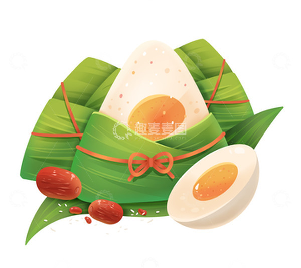 源文件下载【趣麦麦图】卡通蛋黄粽子元素