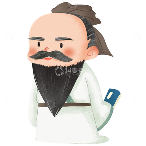 源文件下载【趣麦麦图】卡通手绘孔子形象古装书籍