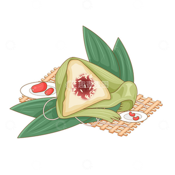 源文件下载【趣麦麦图】端午节粽子红豆红枣矢量插画元素