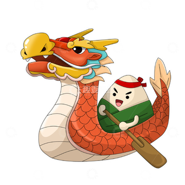 源文件下载【趣麦麦图】端午划龙舟的卡通粽子