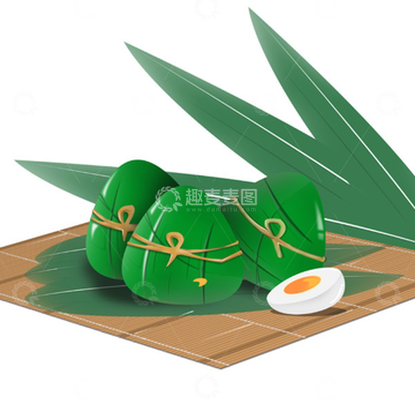 源文件下载【趣麦麦图】端午节粽子青叶龙舟粽香矢量咸蛋黄艾叶