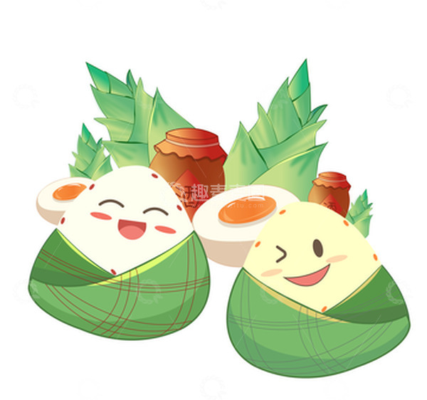 源文件下载【趣麦麦图】端午粽子场景咸鸭蛋组合酒
