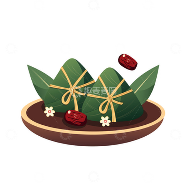 源文件下载【趣麦麦图】端午节吃粽子甜粽红枣花花节日传统美食
