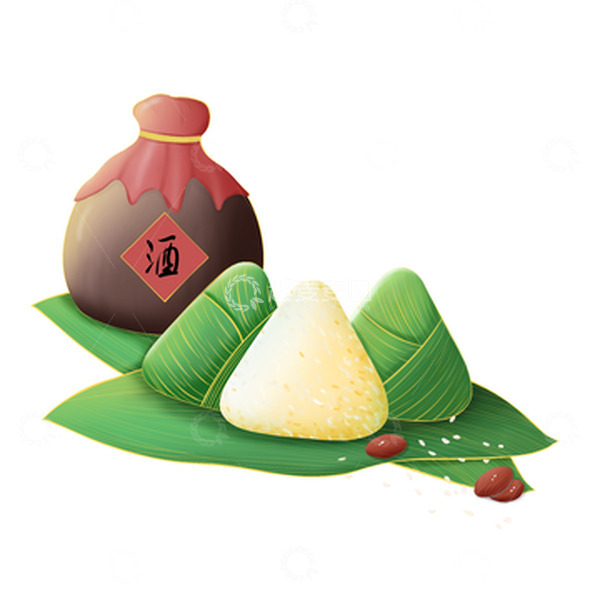源文件下载【趣麦麦图】端午节粽子酒插画