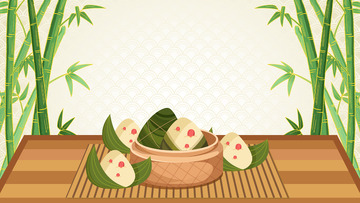 端午节粽子竹子国风背景