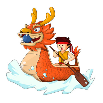 端午节划龙舟人物元素