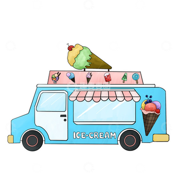源文件下载【趣麦麦图】冰淇淋车小卖铺手绘元素