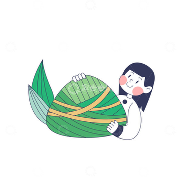 源文件下载【趣麦麦图】端午节包粽子女孩粽子粽叶