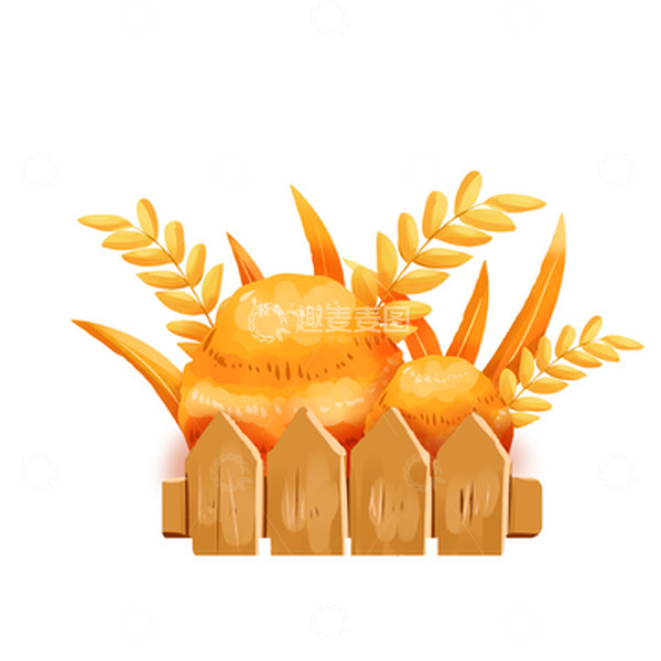 源文件下载【趣麦麦图】手绘麦子麦穗草垛栅栏装饰元素