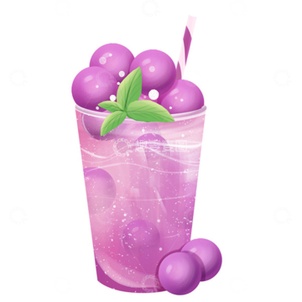 源文件下载【趣麦麦图】夏天冰爽葡萄饮料元素