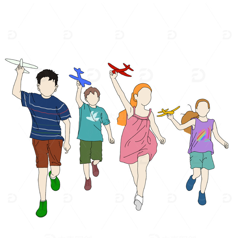 源文件下载【趣麦麦图】-人物 小孩 玩耍 跑步 奔跑 游玩