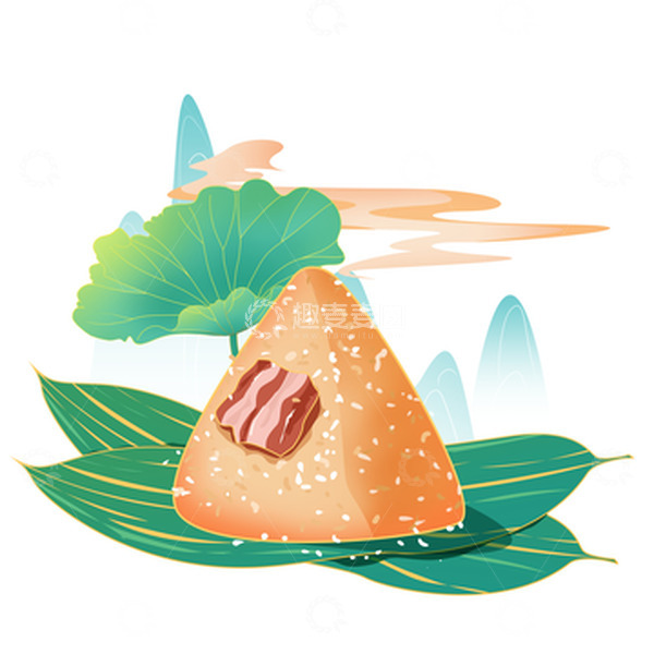 源文件下载【趣麦麦图】清新中式国潮风端午粽粽子美食插画元素