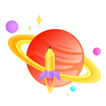 卡通儿童星球火箭矢量元素
