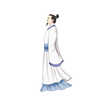 手绘端午屈原汉服