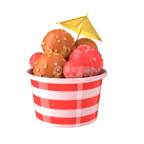 源文件下载【趣麦麦图】3D卡通冰激凌雪糕立体模型