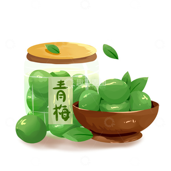 源文件下载【趣麦麦图】手绘青梅酒叶子装饰元素
