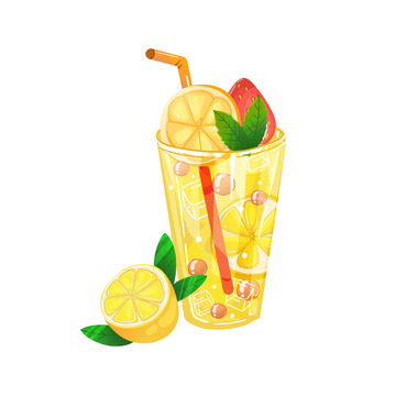 夏季柠檬饮品元素