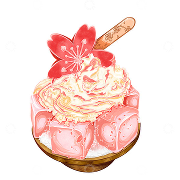源文件下载【趣麦麦图】夏季清新冰淇淋落樱雪顶冰沙饮品元素