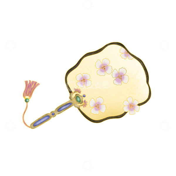 源文件下载【趣麦麦图】手绘扇子 古扇