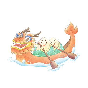 端午粽子龙舟水彩风