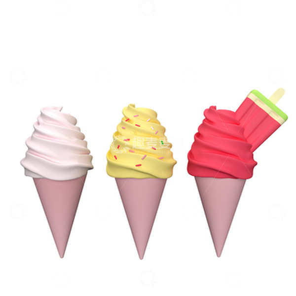 源文件下载【趣麦麦图】3D立体夏天冰淇淋甜筒冷饮雪糕元素