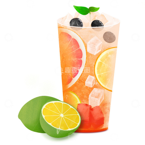 源文件下载【趣麦麦图】-夏日柠檬西瓜西柚冰饮元素